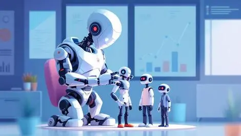 Story image (Robot assembling smaller robot assistants office automation ai integration.webp)