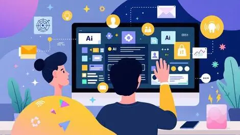 Person interacting with computer ai assisted creative design workflow automation