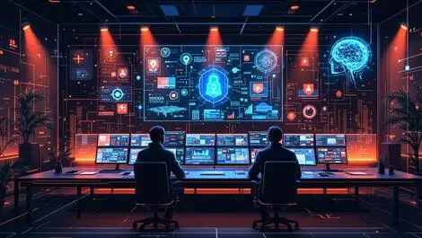 Modern security operations center analysts ai digital threats interconnected networks
