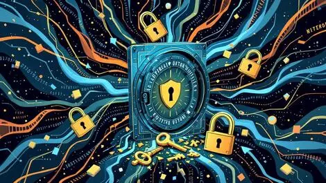 Secure digital vault encrypted data streams shattered locks keys protection