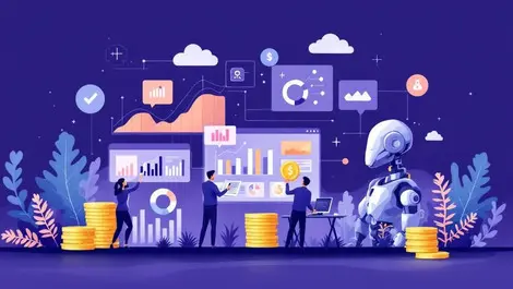 Ai driven cost savings data management office workers analyzing charts