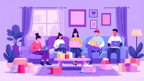 Busy uk household online shopping laptops smartphones delivery boxes