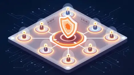 Isometric secure control room dashboard ai agents checkmarks