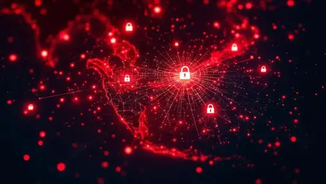 Ai cyberattack singapore asia pacific glowing red network map