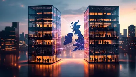 Ai automation merging us uk glass office buildings collaboration